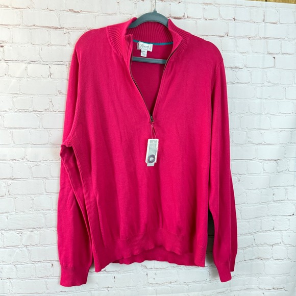 Foxcroft 1/4 Zip‎ Pullover Sweater Supima Cotton Fuchsia Pink Knit XXL - Picture 1 of 4